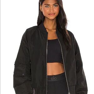 Ladies Alo Yoga It Girl Bomber Jacket - Black - Sz M